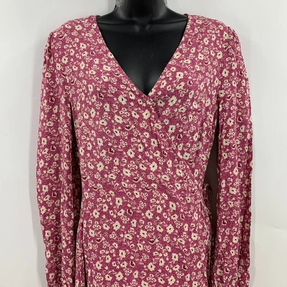 Elodie Women's Long Sleeve Floral V-Neck Tie Wrap‎ Mini Dress Size S NWT - Picture 7 of 12